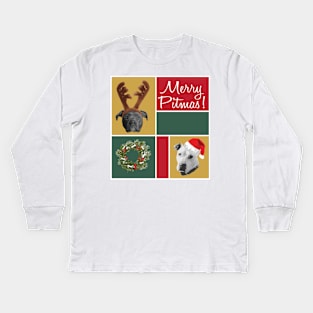 Merry Pitmas Kids Long Sleeve T-Shirt